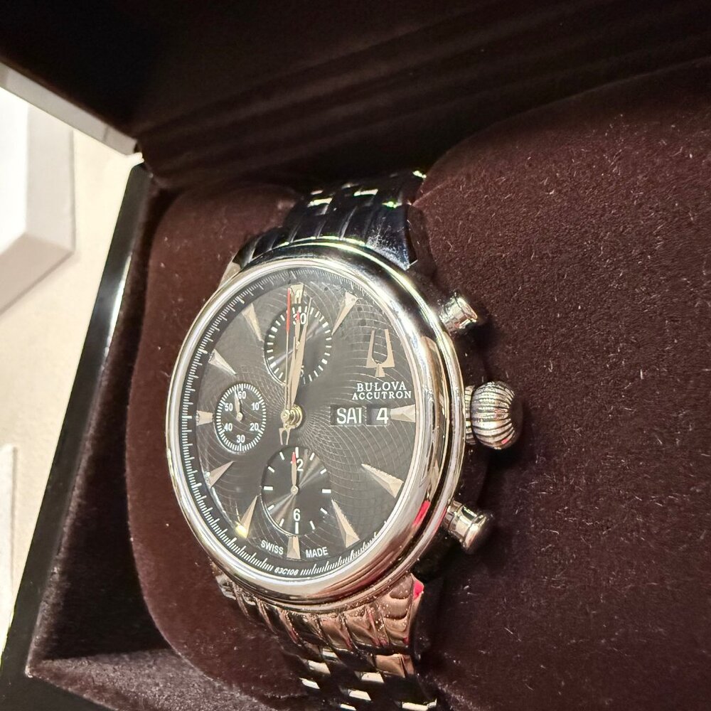 Bulova Accutron Gemini 63C106 Men's Stainless Steel Automatic Chronograph Watch